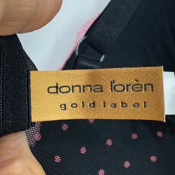 Donna L'oren Gold Label Black Pink Polka Lace Babydoll Cami Lingerie Bra Top S - Picture 3 of 12